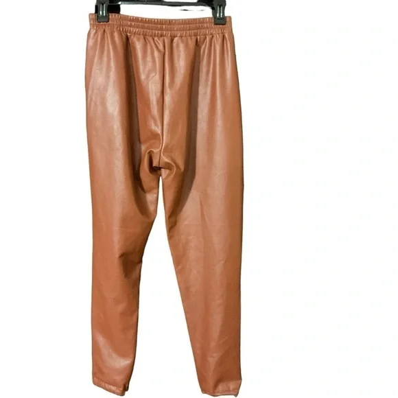 21 Saints Elastic Waist Faux Leather Jogger Size Small Cognac/copper Color - Picture 3 of 6